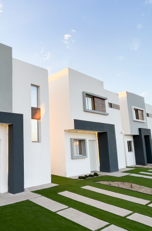 Fachada de las casas nuevas de El Marqués Residencial de Exe